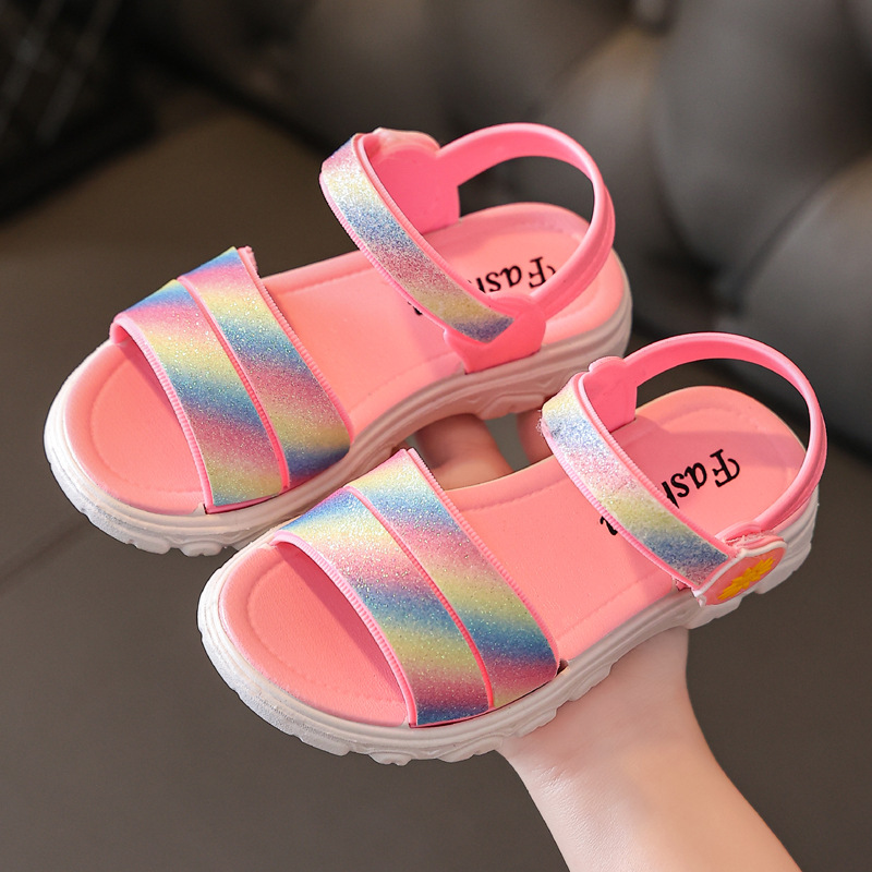 2-8-Years-Old-Girls-Rainbow-Sandals-Soft-Sole-Non-Slip-Summer-Children-Beach-Shoes-Fashion-1