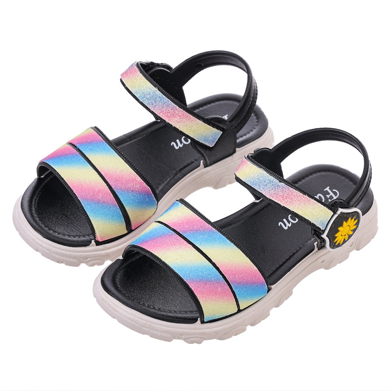 2-8-Years-Old-Girls-Rainbow-Sandals-Soft-Sole-Non-Slip-Summer-Children-Beach-Shoes-Fashion-4