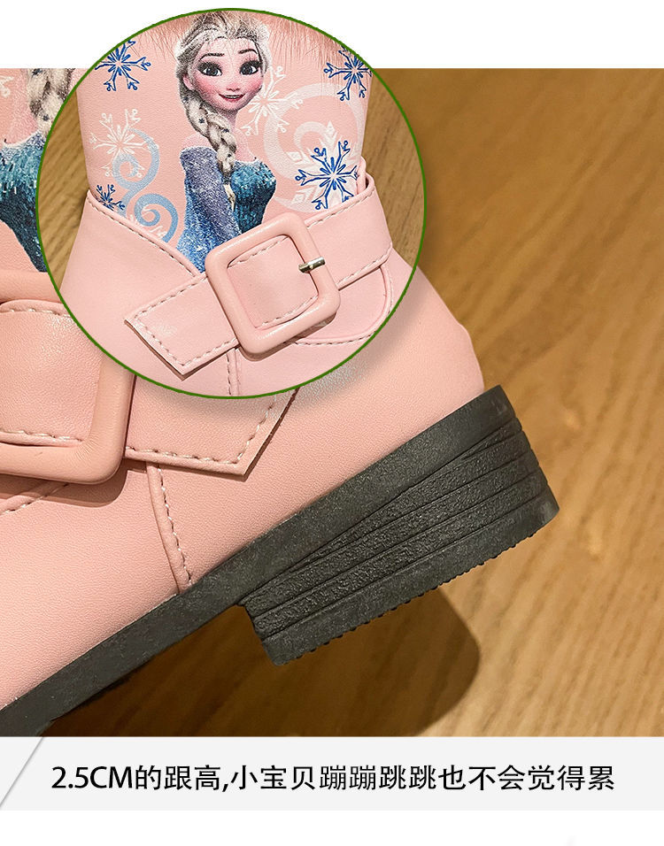 Disney-children-frozen-Elsa-princess-girl-thick-warm-leather-boots-Martin-boots-cotton-shoes-boots-5