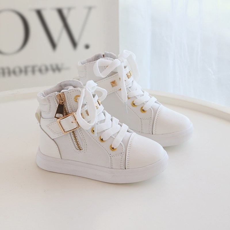 Kids-Casual-Shoes-Fashion-Punk-Style-Rivet-Buckle-Floral-Boys-Girls-Ankle-Boots-High-Top-Solid-2