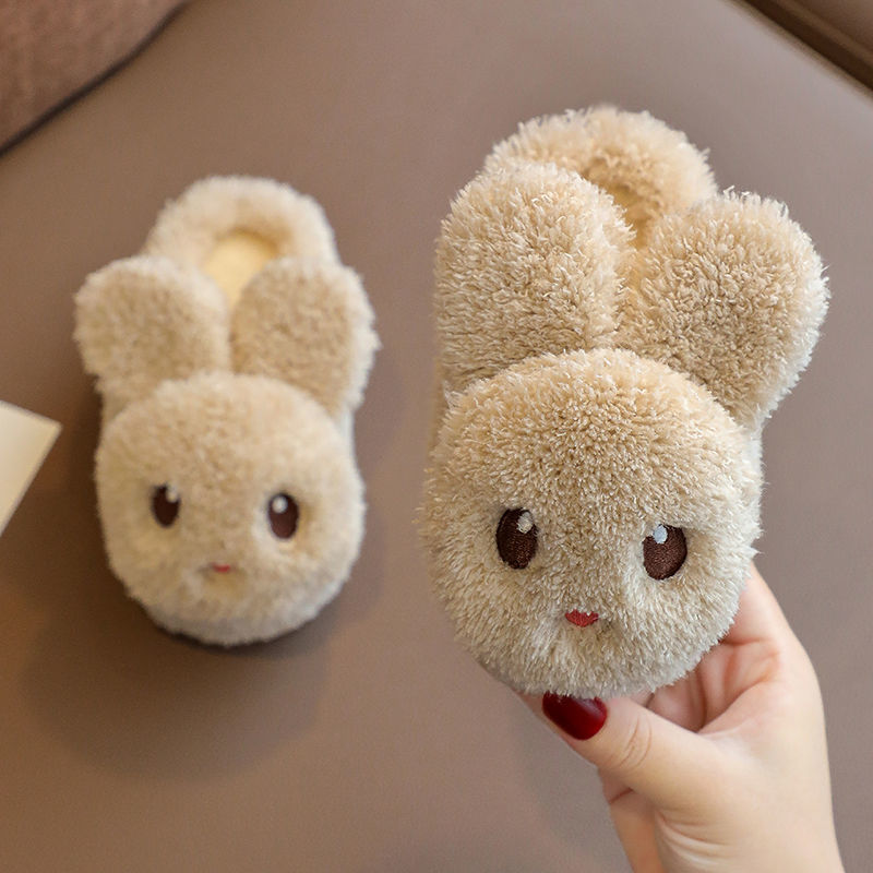 New-Cute-Rabbit-Ears-Children-Fuzzy-Slippers-Autumn-Winter-Home-Indoor-Warm-Cotton-Fluffy-Slippers-Fur-4