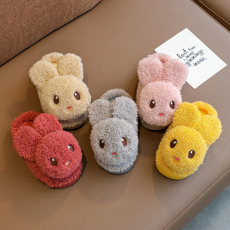 New-Cute-Rabbit-Ears-Children-Fuzzy-Slippers-Autumn-Winter-Home-Indoor-Warm-Cotton-Fluffy-Slippers-Fur-5