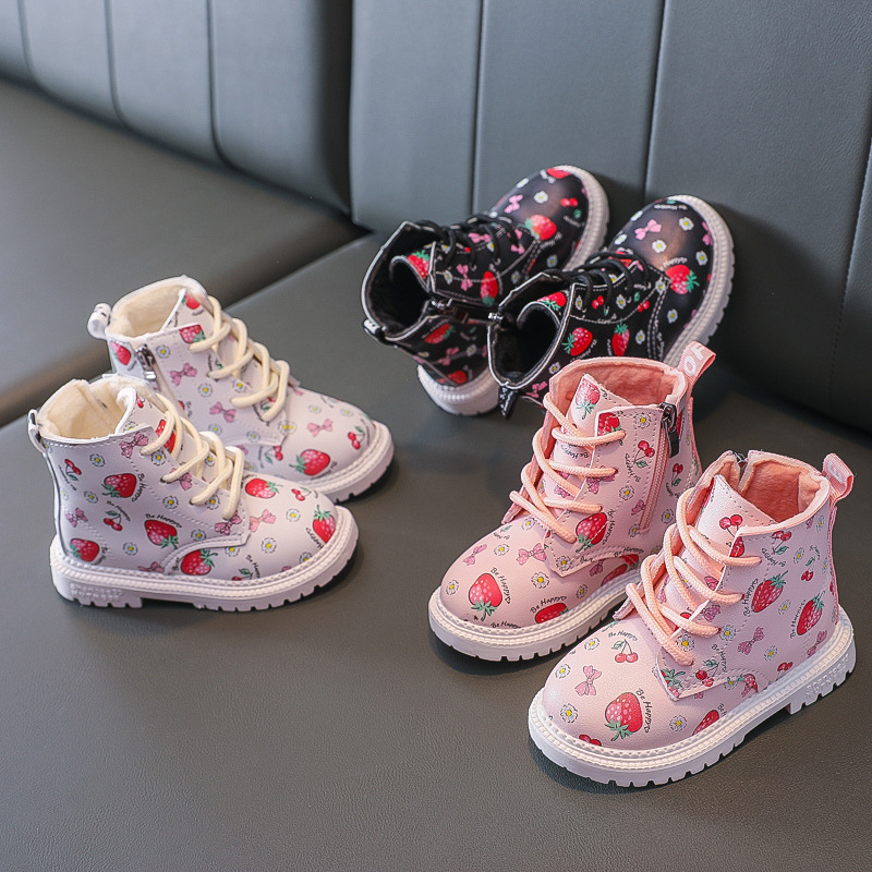 Sweet-Strawberry-Print-Girls-Boots-Winter-Warm-Plush-Ankle-Boots-Rubber-Waterproof-Snow-Boots-British-Baby-5