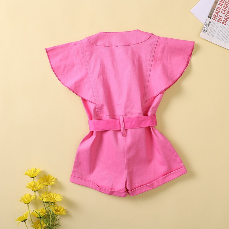 1-5Y-Kids-Girls-Playsuits-Baby-Summer-Clothing-Solid-Color-Fly-Sleeve-Zipper-Belted-Romper-Jumpsuit-5