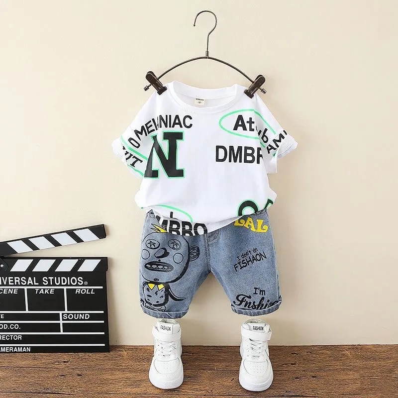 2-9Y-Summer-Baby-Boy-Clothes-Set-Outfits-2022-Kids-Clothing-Printed-T-shirt-Denim-Shorts-1
