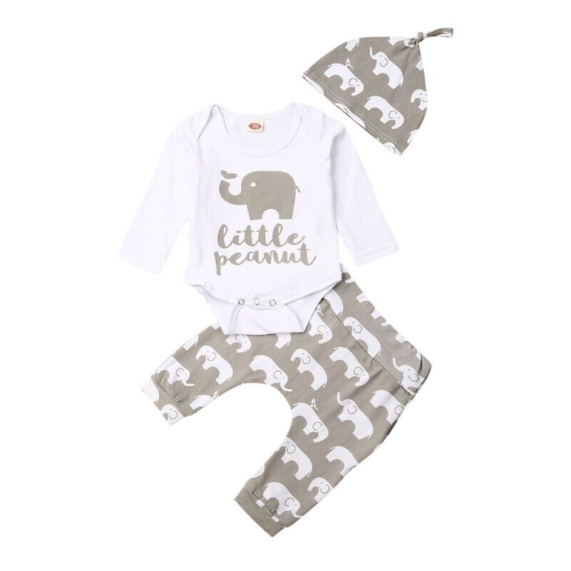 3Pcs-Newborn-Baby-Boy-Girl-Elephant-Outfits-Long-Sleeve-Little-Peanut-Romper-Bodysuit-Leggings-Pants-Hat-1