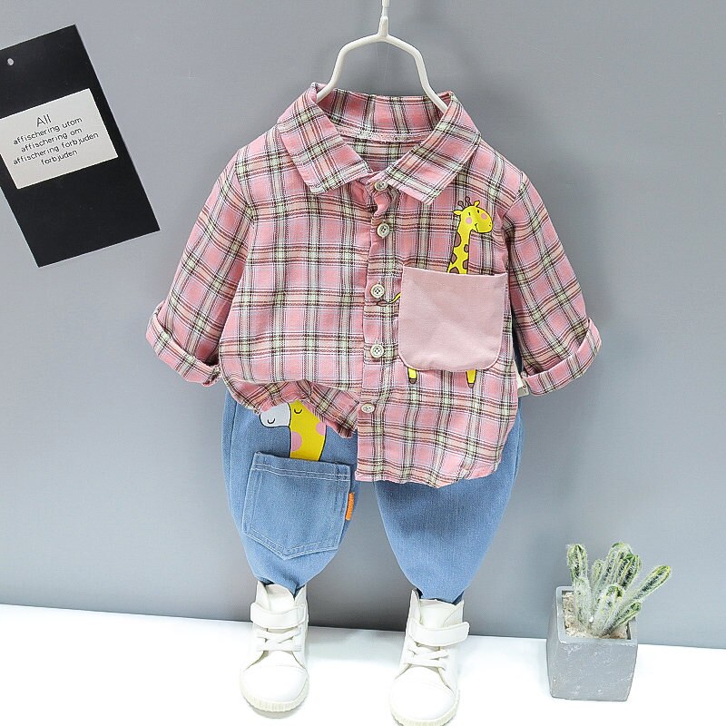 Autumn-Spring-Baby-Boy-Fashion-Cartoon-Clothing-Set-Kid-Suits-Set-Plaid-Shirt-Pants-2pcs-set-1