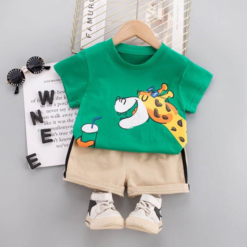 Baby-Summer-Clothing-Toddler-Children-Sport-Boy-Short-Sleeve-Print-Giraffe-T-shirt-Shorts-Fashion-Infant-3