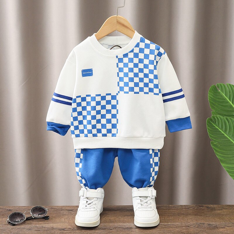 Baby-T-shirt-Pants-2Pcs-Suits-Toddler-Tracksuits-Children-Boys-Girls-Plaid-Style-Clothing-Sets-Kids-2