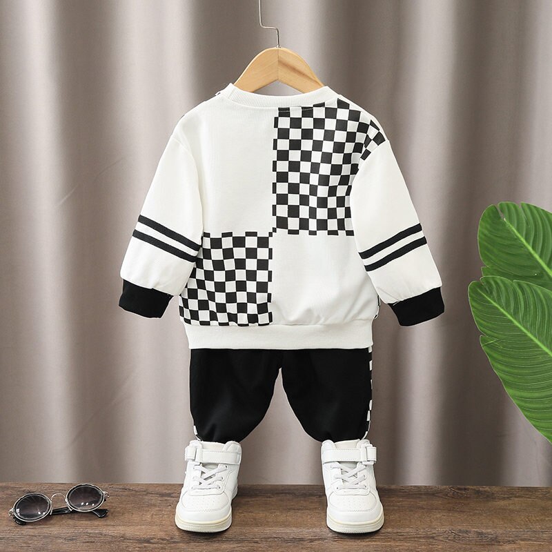 Baby-T-shirt-Pants-2Pcs-Suits-Toddler-Tracksuits-Children-Boys-Girls-Plaid-Style-Clothing-Sets-Kids-3