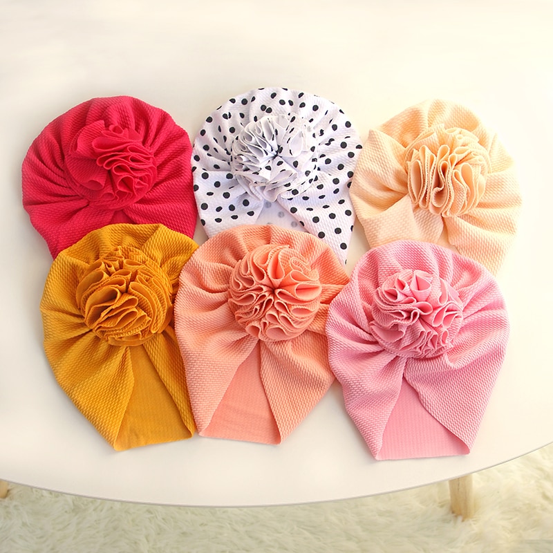 Cute-Flower-Baby-Girl-Indian-Hat-Solid-Color-Newborn-Infant-Cap-Beanies-Headwrap-Kids-Hat-Turban-2