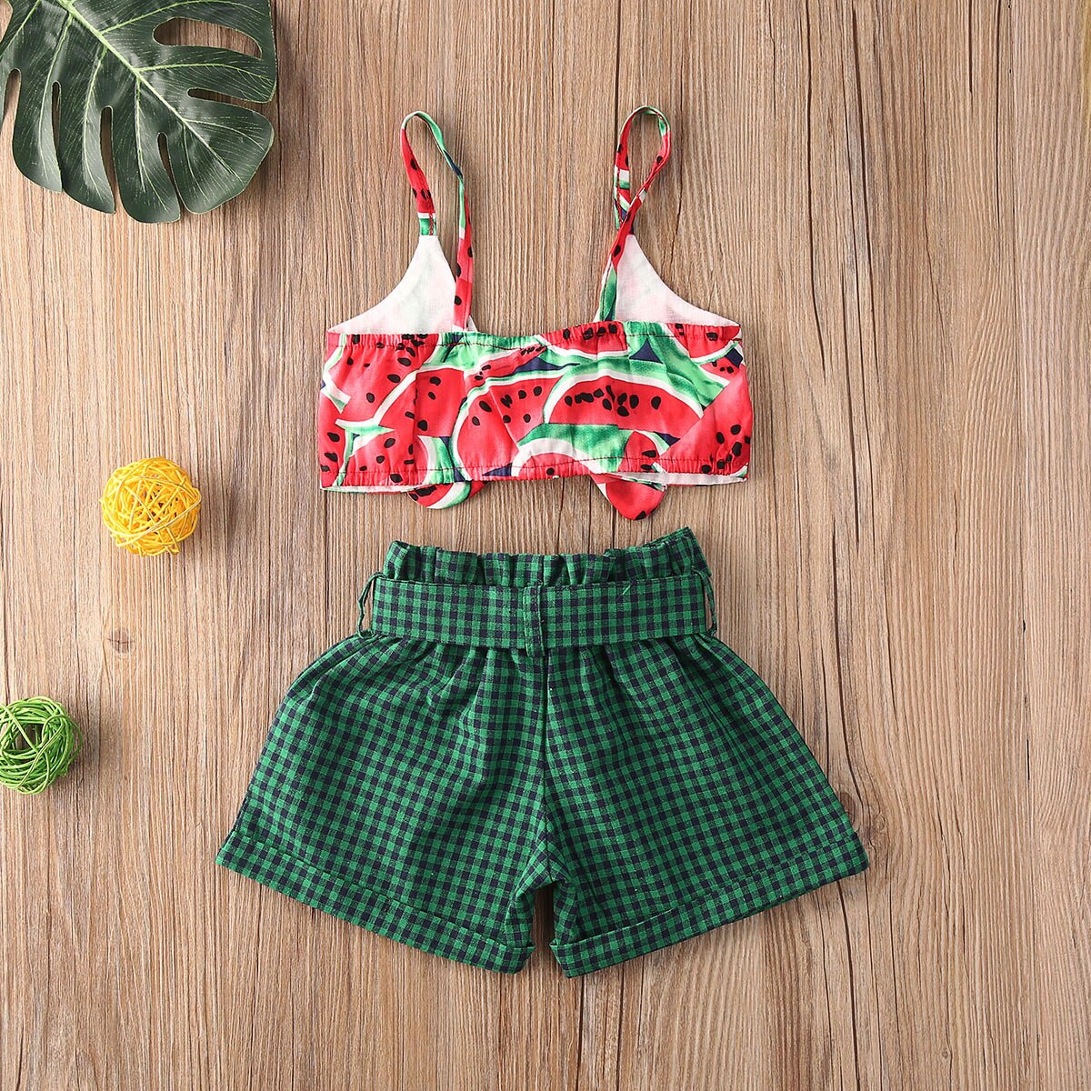 Emmababy-Summer-Toddler-Baby-Girls-Clothes-Watermelon-Bow-Vest-Crop-Tops-Shirt-Plaid-Short-Pants-Outfits-4