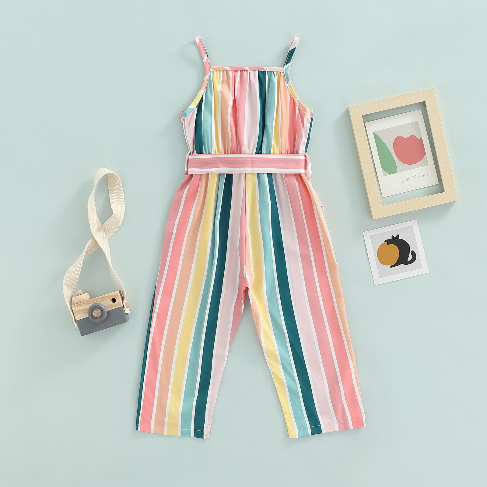 Fashionable-Little-Girl-Jumpsuit-Spaghetti-Square-Neck-Sleeveless-Stripe-Pattern-Bow-Knot-Waist-Belt-Loose-Long-4