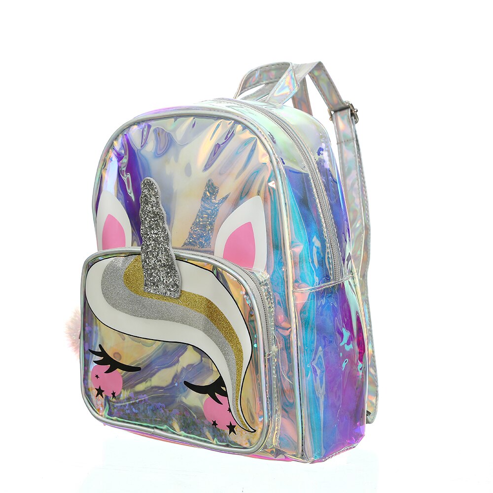 Girl-s-School-Bag-Unicorn-Cartoon-Small-Backpack-Silver-Transparent-Bagpack-For-Girls-Preschool-Kawaii-Kids-3