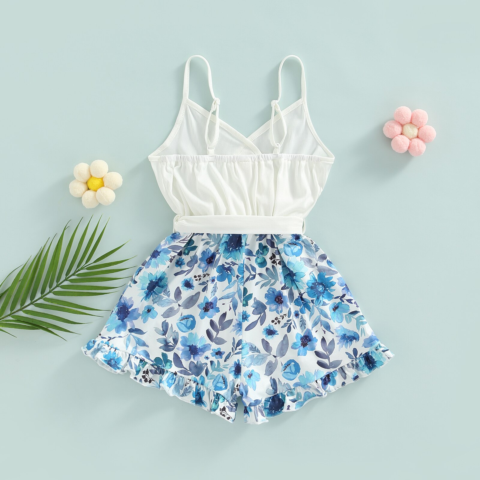 Kid-Baby-Girls-Summer-Short-Romper-Floral-Print-Sleeveless-Ruffled-Wide-Leg-Jumpsuit-Clothes-with-Belt-2