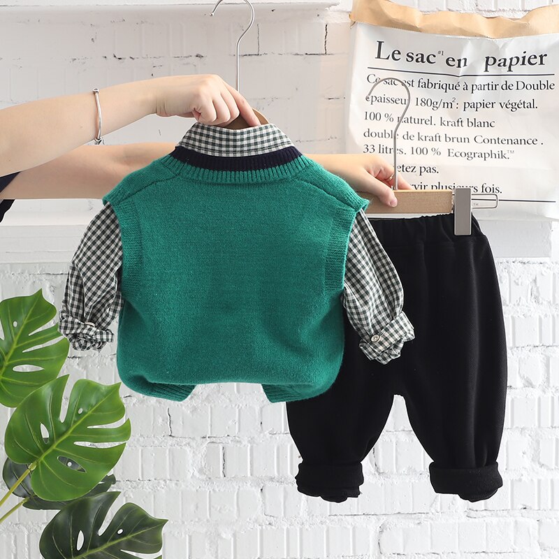 Kids-Clothing-Set-for-Boys-Outfits-2022-Autumn-Infant-Knitted-Vest-Stripe-Shirt-Pants-3-Pcs-1