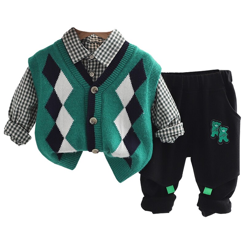 Kids-Clothing-Set-for-Boys-Outfits-2022-Autumn-Infant-Knitted-Vest-Stripe-Shirt-Pants-3-Pcs-4