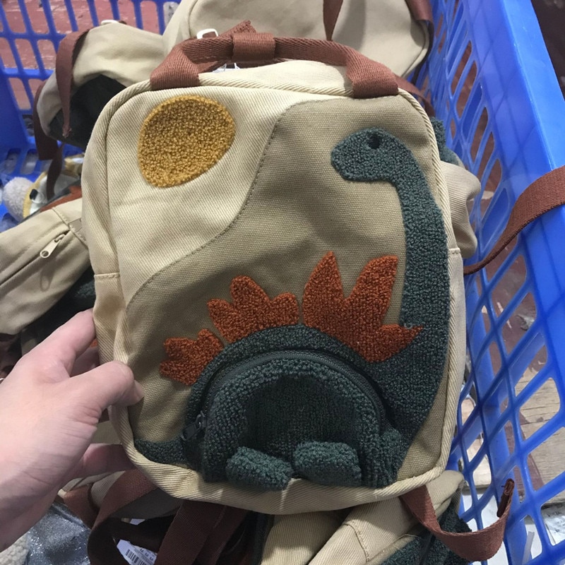New-Embroidery-Sun-Long-Neck-Small-Dinosaur-Backpack-Hook-Hair-Embroidered-Cartoon-Canvas-Kindergarten-Children-Backpack-1