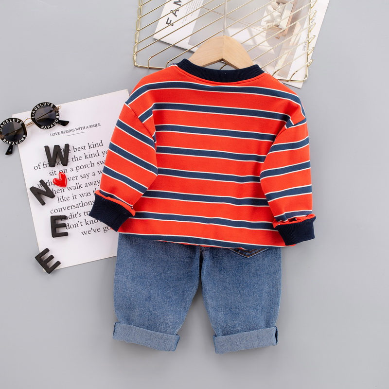New-Infant-Clothing-Sports-Striped-Candy-Strips-T-shirt-Denim-Pants-2pcs-Sets-Children-Toddler-Tracksuit-3