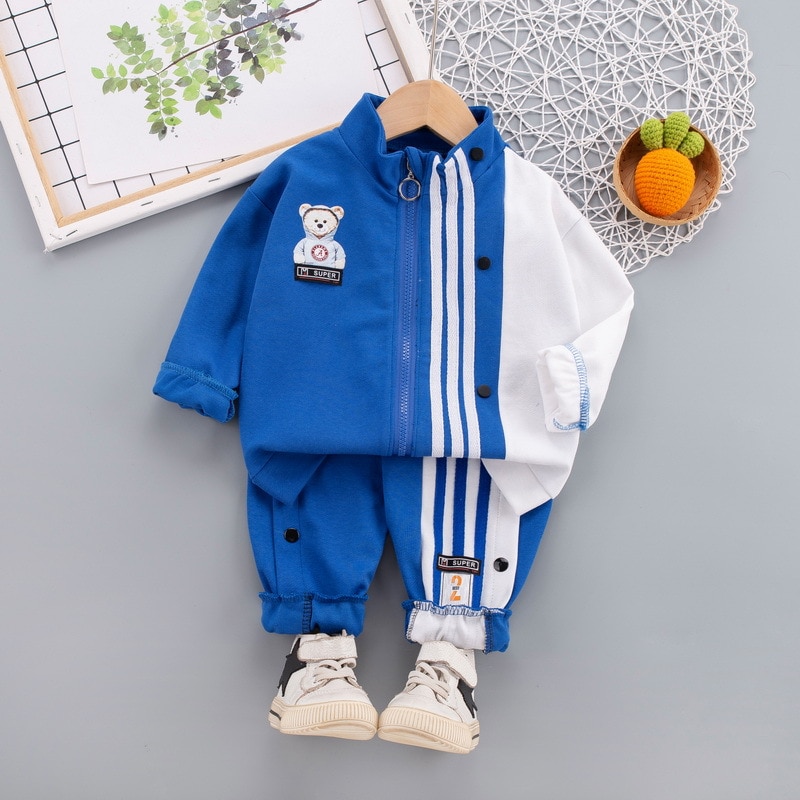 New-Toddler-Boys-Clothing-Set-2021-Spring-Autumn-Children-Fashion-Tracksuit-Baby-Cartoon-Striped-Splice-Coat-1