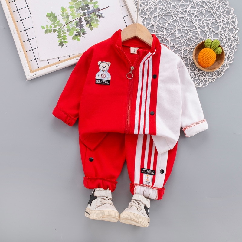 New-Toddler-Boys-Clothing-Set-2021-Spring-Autumn-Children-Fashion-Tracksuit-Baby-Cartoon-Striped-Splice-Coat-3