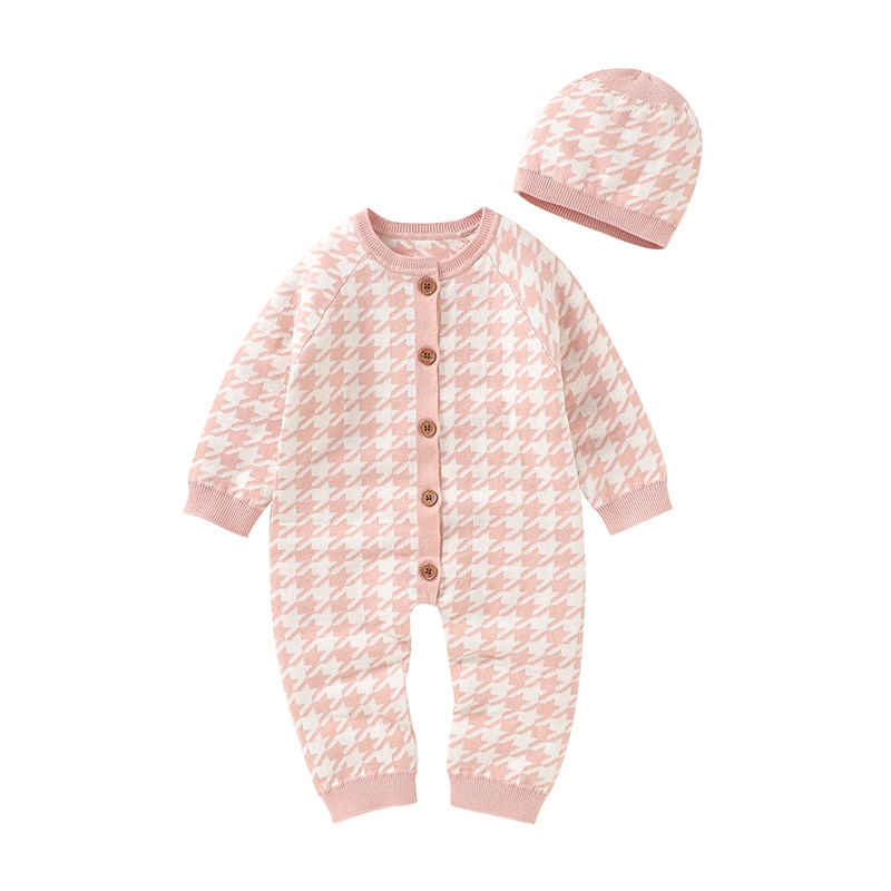 Newborn-Baby-Romper-Cotton-Knitted-Infant-Girls-Playsuit-Hat-2PCS-Toddler-Boys-Kids-Clothing-Long-Sleeve-1