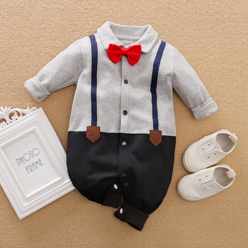 PatPat-100-Cotton-Romper-Baby-Color-Block-Boy-Imitation-Long-Sleeve-Gentleman-Lapel-Bow-Tie-Long-2