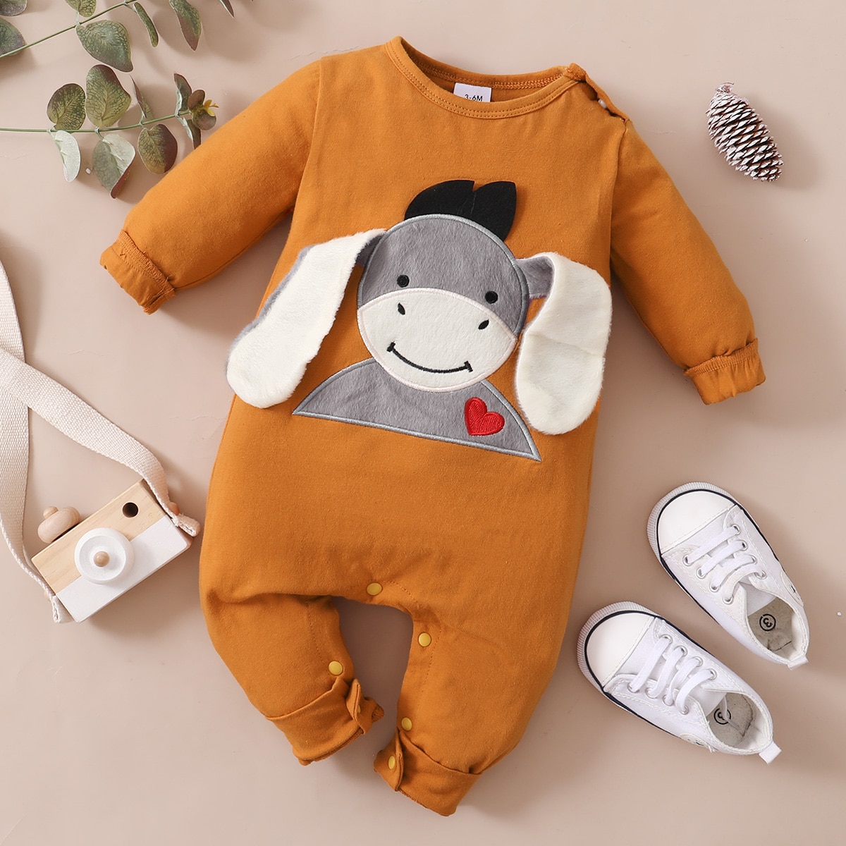 PatPat-New-Spring-and-Autumn-Baby-3D-Design-Donkey-Embroidery-Long-sleeve-Jumpsuit-for-Baby-Boy-2