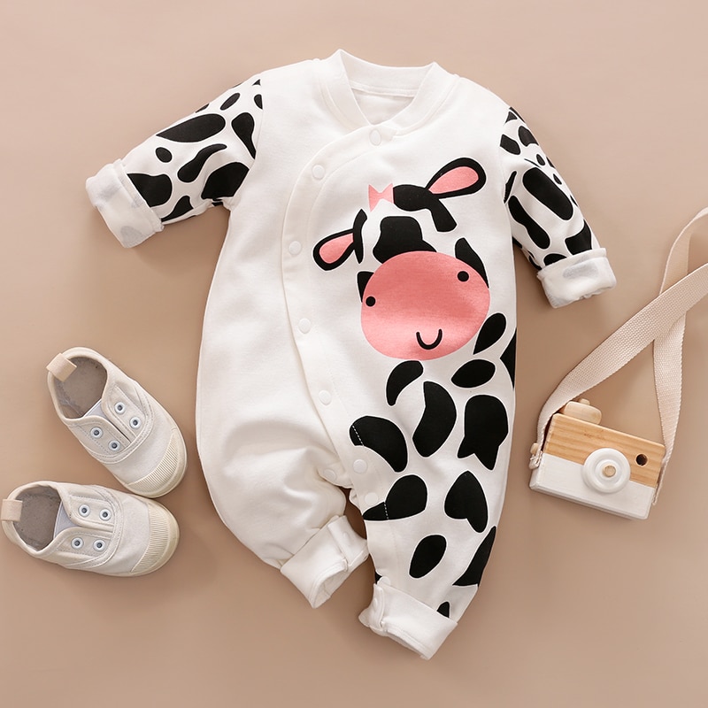 PatPat-New-Summer-and-Spring-Baby-Boy-Girl-Cow-Print-Jumpsuit-One-Pieces-Jumpsuits-Baby-Clothes-1