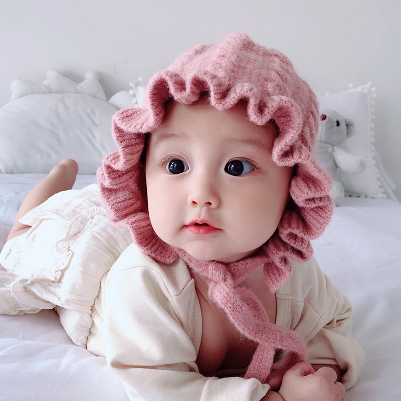 Princess-Baby-Girl-Hat-Laciness-Knit-Winter-Newborn-Hat-Baby-Bonnet-Enfant-Hats-Kids-Cap-for-1
