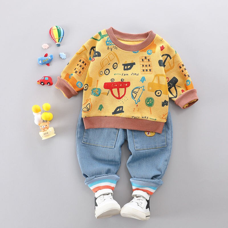 Spring-Autumn-Baby-Boys-Girls-suit-Fashion-Clothes-Kid-Cotton-cartoon-card-Sport-T-shirt-jeans-1