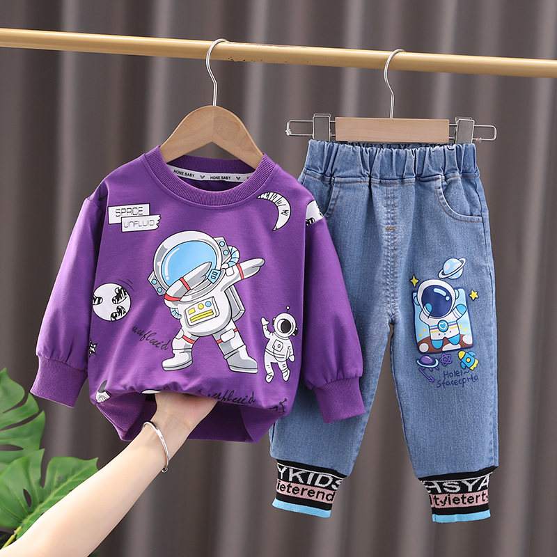 Spring-Autumn-Children-Clothes-Baby-Boys-Girl-Cartoon-Long-Sleeve-T-Shirt-Stripe-Pants-2pcs-set-4