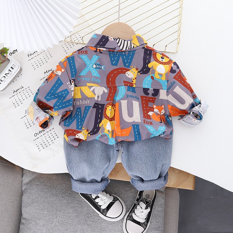 Spring-new-boy-children-s-clothing-top-suit-boy-shirt-jeans-two-piece-set-3