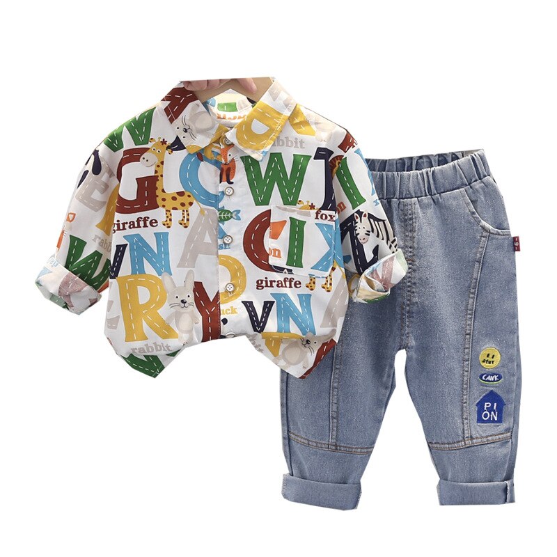 Spring-new-boy-children-s-clothing-top-suit-boy-shirt-jeans-two-piece-set-4