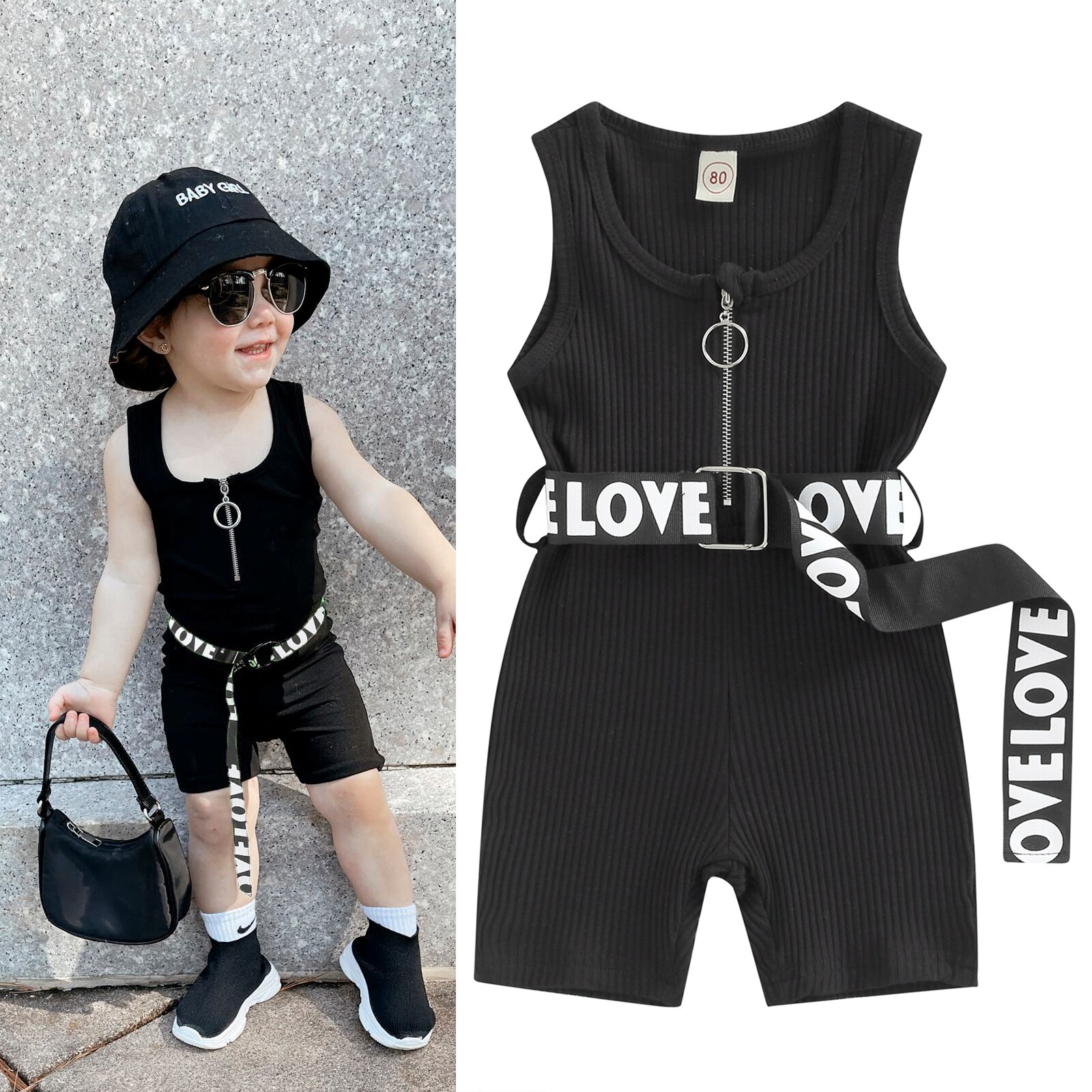 Summer-Kids-Girls-Playsuits-Letter-Belt-Baby-Clothing-Solid-Color-Sleeveless-Romper-Children-Overalls-0-4Y-1