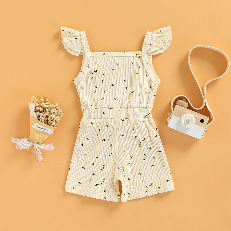 Toddler-Baby-Romper-Girls-Playsuit-Square-Neck-Fly-Sleeve-Bowknot-Ribbed-Floral-Printed-Jumpsuit-Shorts-2