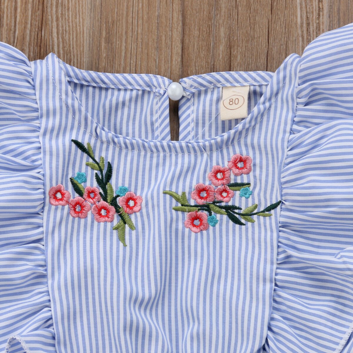 Toddler-Kids-Baby-Girl-Flower-Stripe-Ruffle-Romper-Jumpsuit-Outfits-Clothes-2