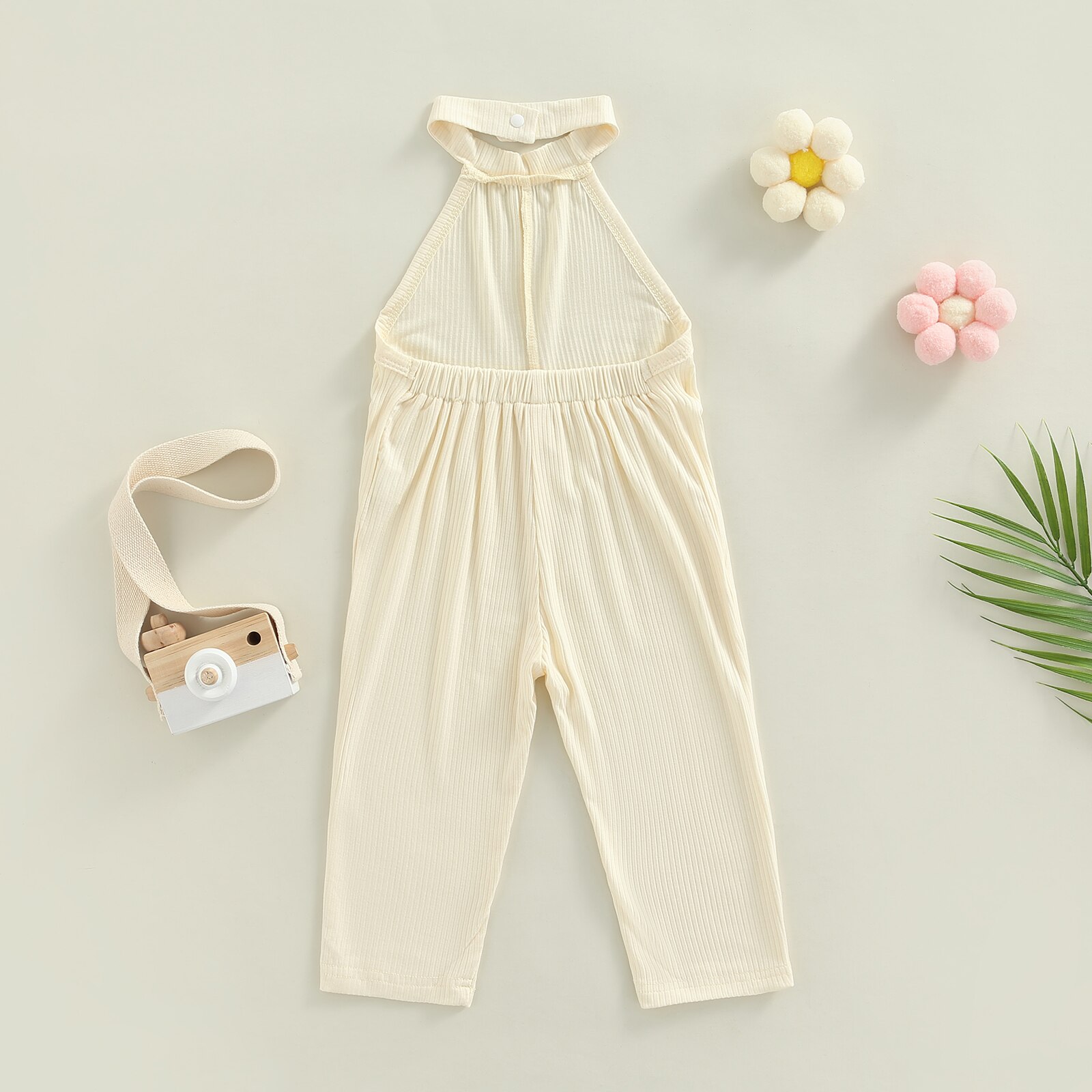Toddler-Kids-Baby-Girls-Calf-length-Jumpsuit-Kid-Snap-Button-Halter-Open-Back-Solid-Color-Ribbed-3