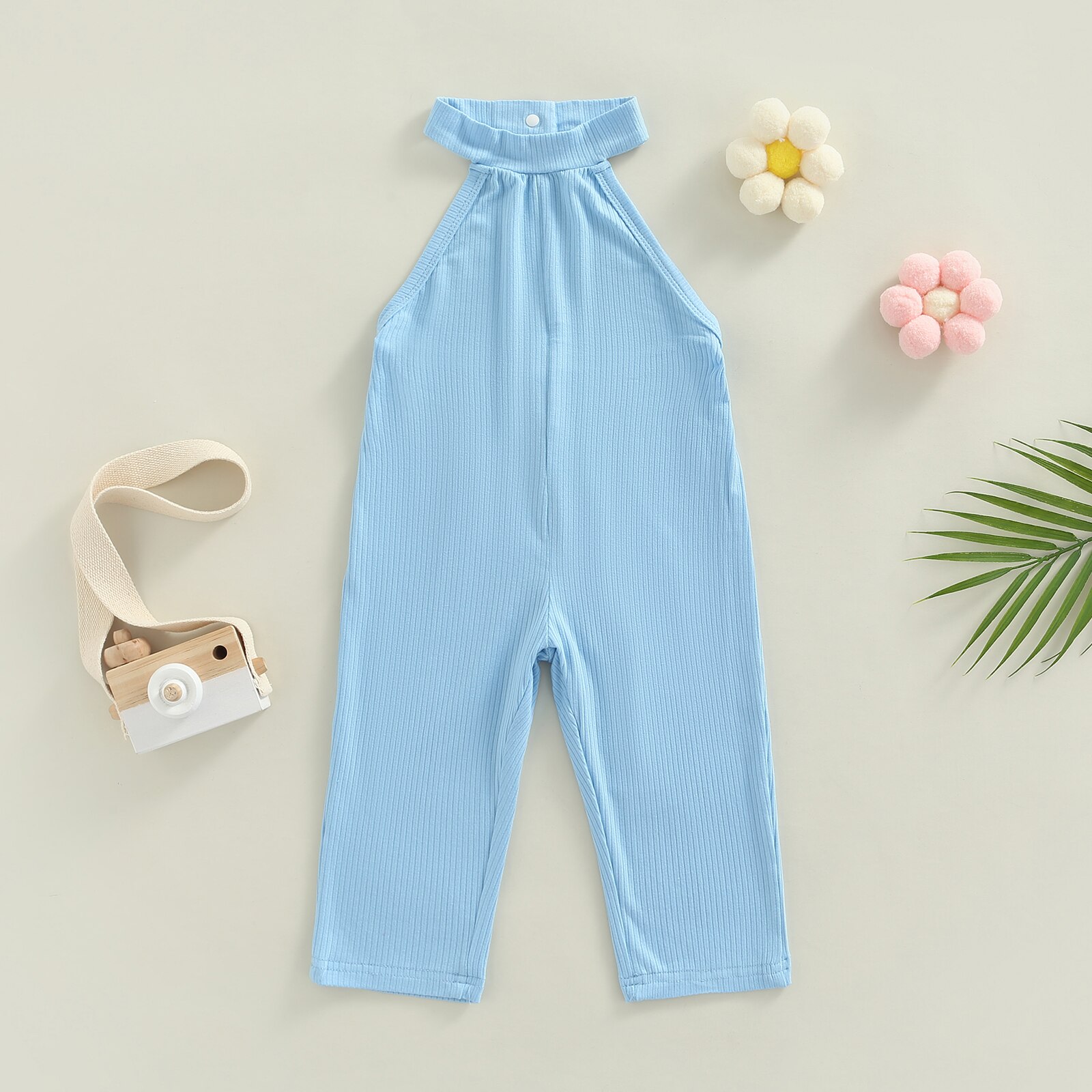 Toddler-Kids-Baby-Girls-Calf-length-Jumpsuit-Kid-Snap-Button-Halter-Open-Back-Solid-Color-Ribbed-4