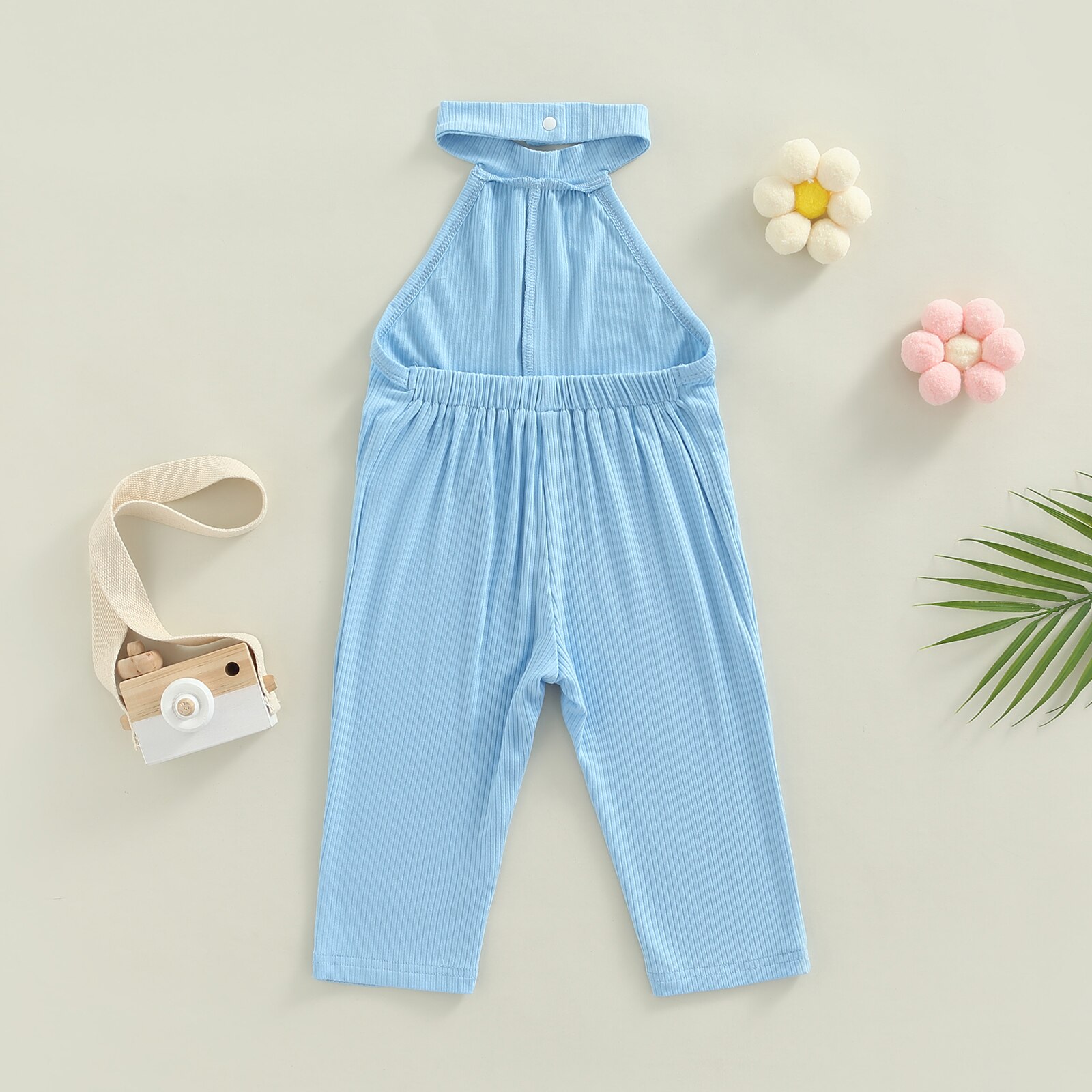 Toddler-Kids-Baby-Girls-Calf-length-Jumpsuit-Kid-Snap-Button-Halter-Open-Back-Solid-Color-Ribbed-5