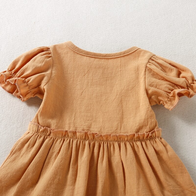 Txlixc-Summer-Baby-Girl-Clothes-Short-Sleeve-Romper-Solid-Color-Button-Round-Neck-Patchwork-Dress-Style-3