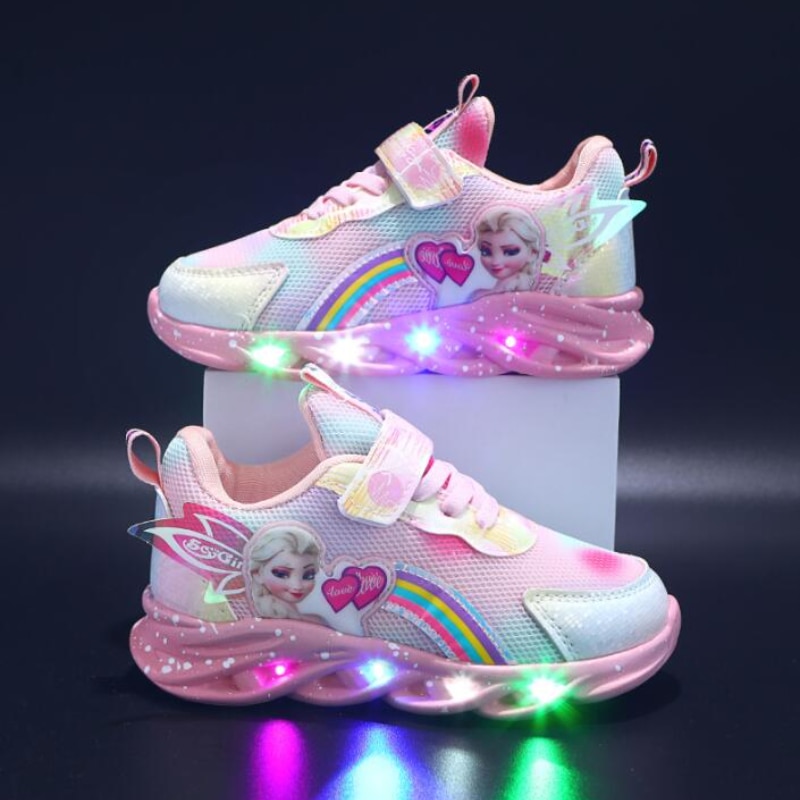 Disney-LED-Casual-Sneakers-Pink-Purple-For-Spring-Girls-Frozen-Elsa-Princess-Print-Outdoor-Shoes-Children-1