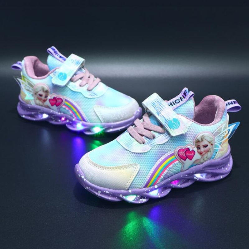 Disney-LED-Casual-Sneakers-Pink-Purple-For-Spring-Girls-Frozen-Elsa-Princess-Print-Outdoor-Shoes-Children-2