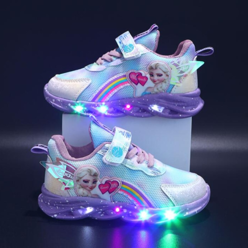 Disney-LED-Casual-Sneakers-Pink-Purple-For-Spring-Girls-Frozen-Elsa-Princess-Print-Outdoor-Shoes-Children-4