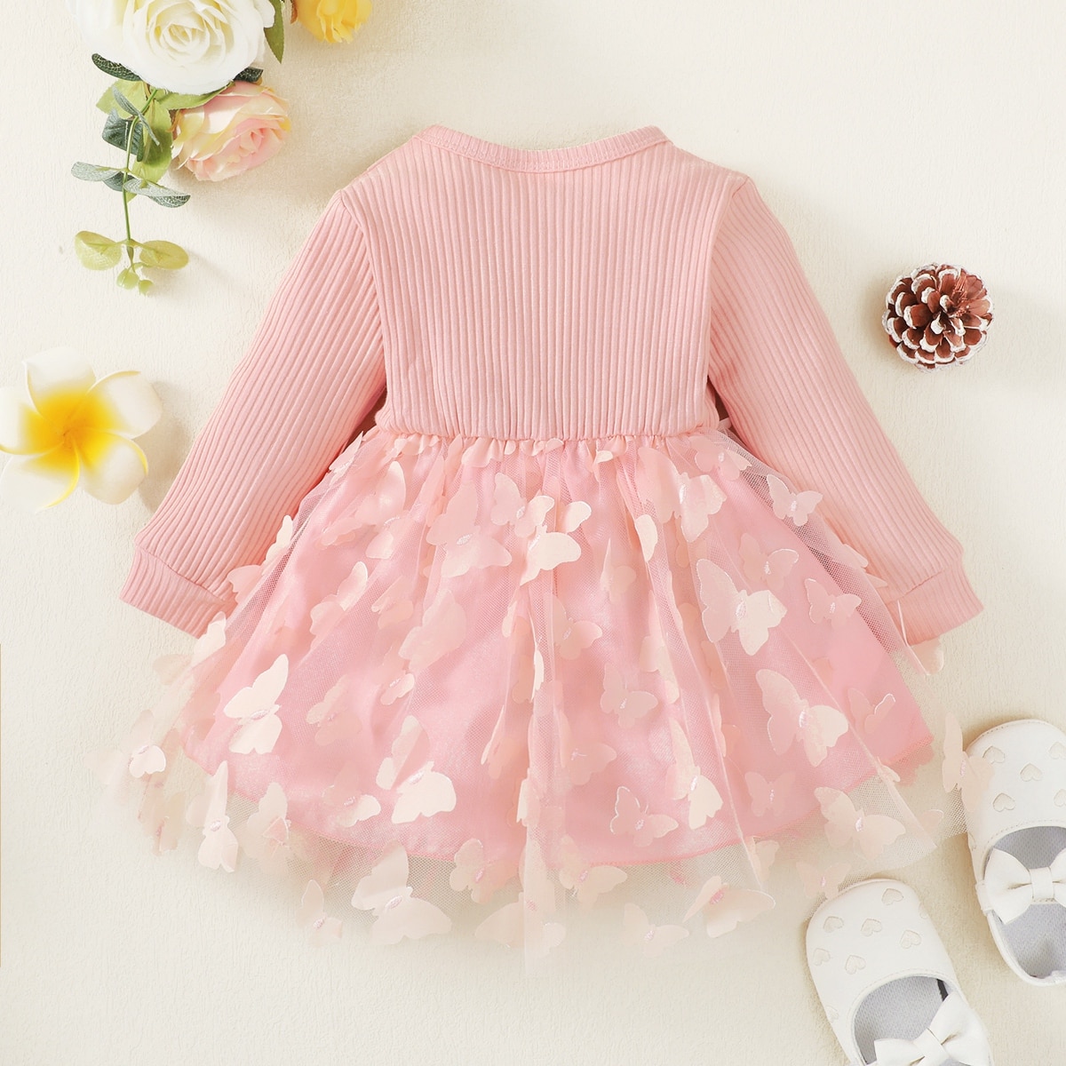 Hibobi-Baby-Bowknot-Butterfly-Decor-Mesh-Long-Sleeve-Dress-Ruffles-Lace-Bow-Princess-Dresses-Costumes-Clothes-2