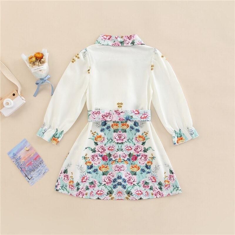 Kid-Girl-Long-Sleeve-Dress-Flower-Printed-Turn-Down-Collar-Button-Down-Dress-with-Belt-Casual-5