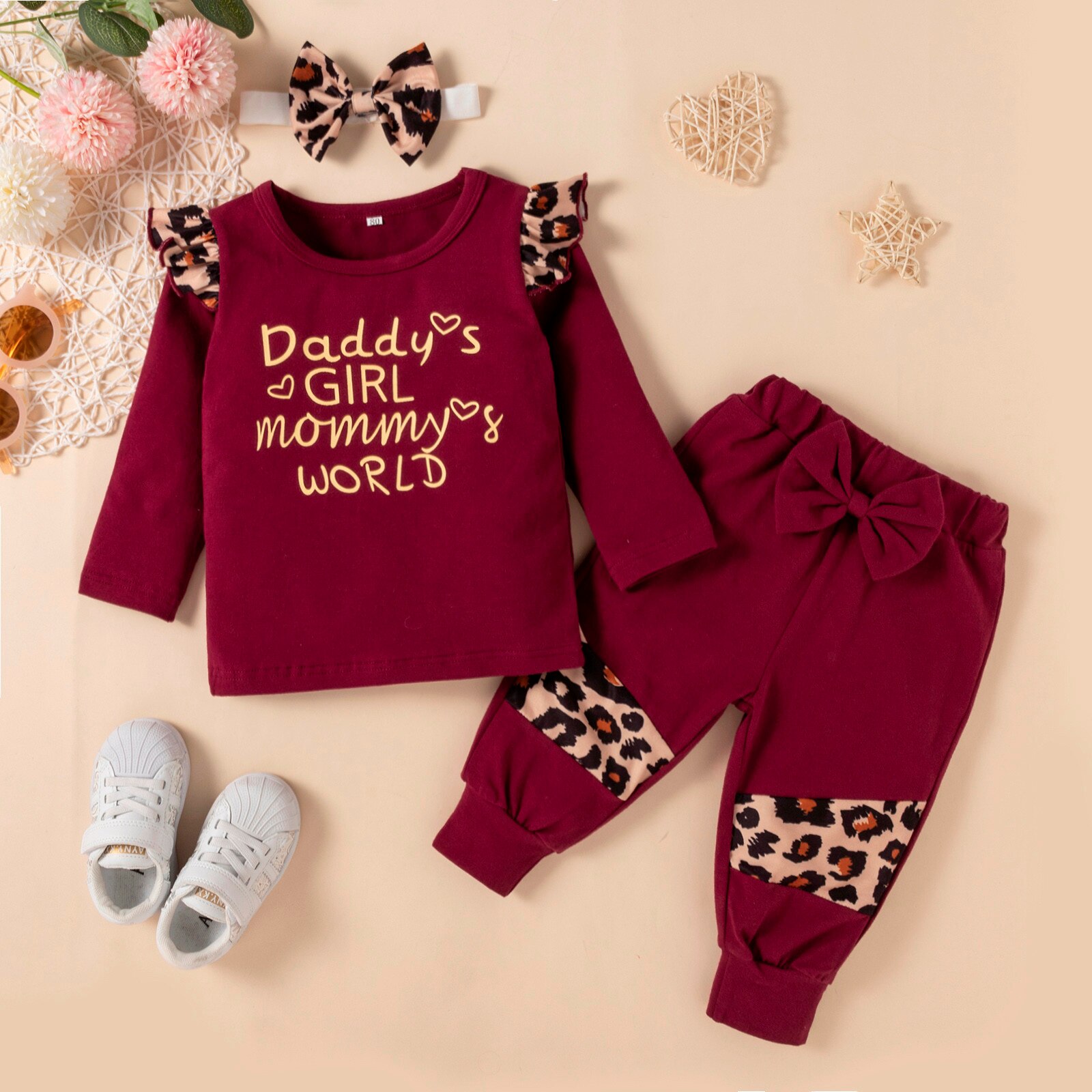 New-Toddler-Infant-Baby-Girls-Clothes-Letter-Leopard-Print-Top-Bow-Pants-Set-Baby-Outfits-Fall-2