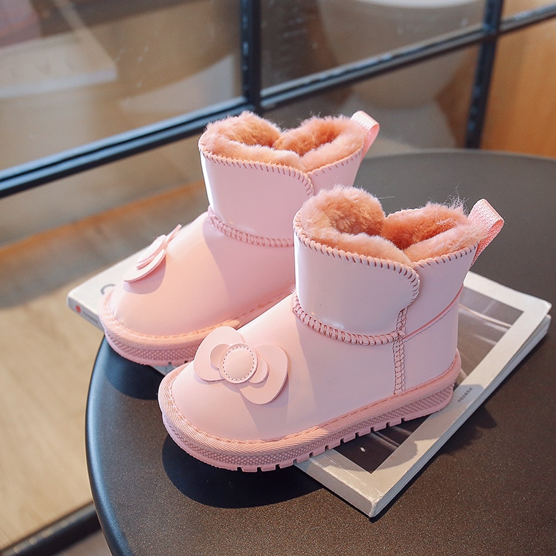 Pure-Beige-Bow-Kids-Casual-Snow-Boots-Winter-New-2022-Casual-Non-slip-Flat-Sole-Unique-3