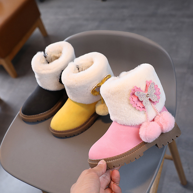 Winter-New-Children-s-Snow-Boots-Butterfly-Shine-Cute-Girls-Fashion-Children-s-Boots-Versatile-Non-1