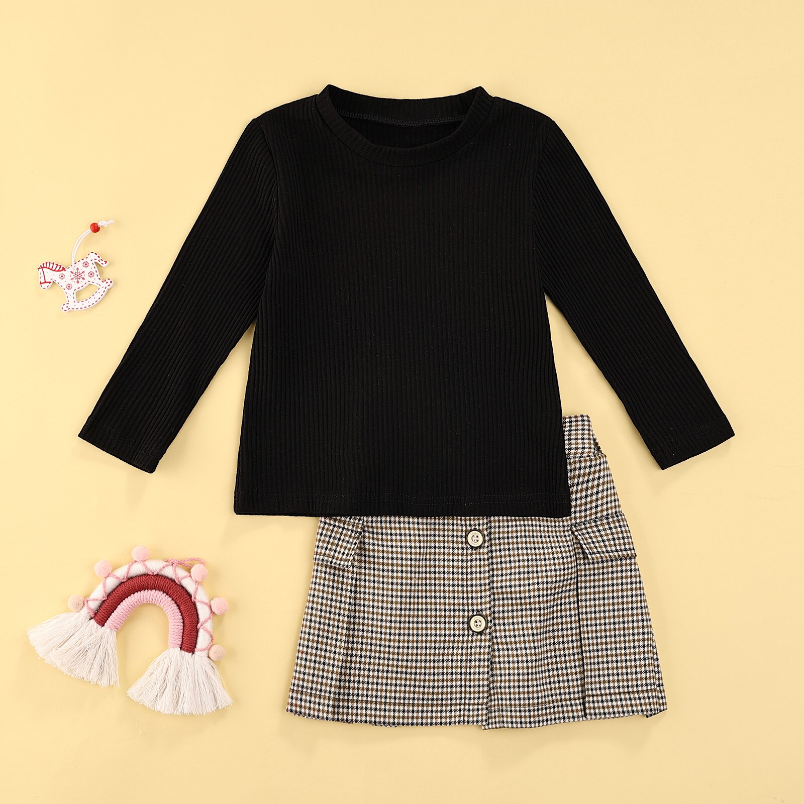 Citgeett-Autumn-Fashion-Kids-Girls-Clothes-Sets-Knit-Long-Sleeve-Solid-Sweater-Tops-Plaid-A-Line-3